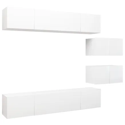 Ensemble de meubles TV 6 pcs Blanc Bois d'ingénierie 2