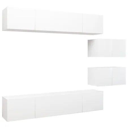 Ensemble de meubles TV 6 pcs Blanc Bois d'ingénierie
