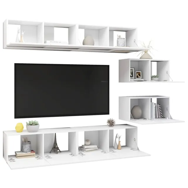 Ensemble de meubles TV 6 pcs Blanc Bois d'ingénierie