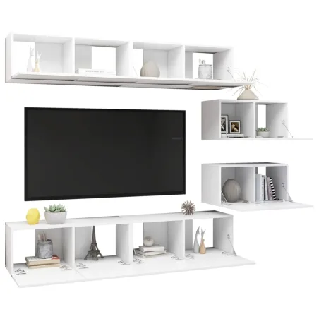 Ensemble de meubles TV 6 pcs Blanc Bois d'ingénierie