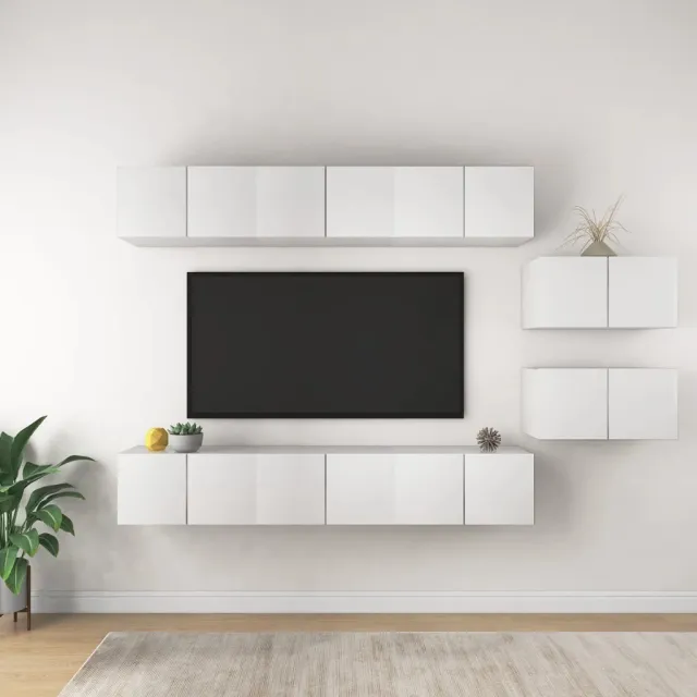 Meubles TV 8 pcs Blanc Bois d'ingénierie