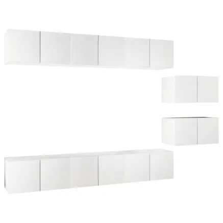 Meubles TV 8 pcs Blanc Bois d'ingénierie 2