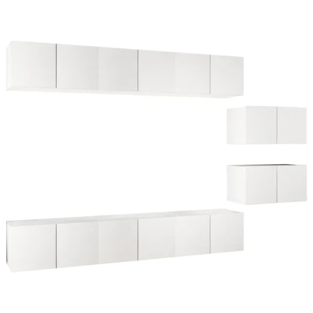 Meubles TV 8 pcs Blanc Bois d'ingénierie