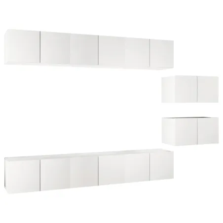 Meubles TV 8 pcs Blanc Bois d'ingénierie