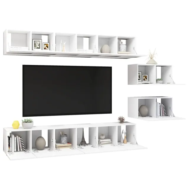 Meubles TV 8 pcs Blanc Bois d'ingénierie