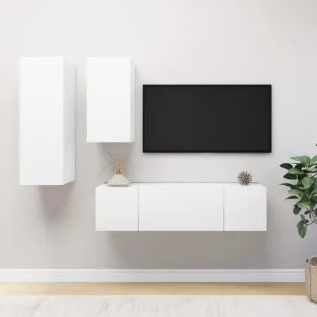 Ensemble de meubles TV 4 pcs Blanc Bois d'ingénierie