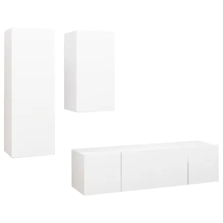 Ensemble de meubles TV 4 pcs Blanc Bois d'ingénierie 2