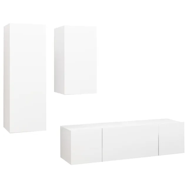 Ensemble de meubles TV 4 pcs Blanc Bois d'ingénierie