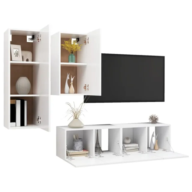 Ensemble de meubles TV 4 pcs Blanc Bois d'ingénierie