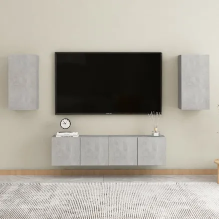 Ensemble de meubles TV 4 pcs Gris béton Bois d'ingénierie