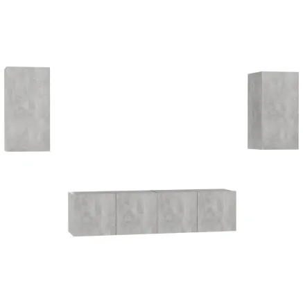 Ensemble de meubles TV 4 pcs Gris béton Bois d'ingénierie 2
