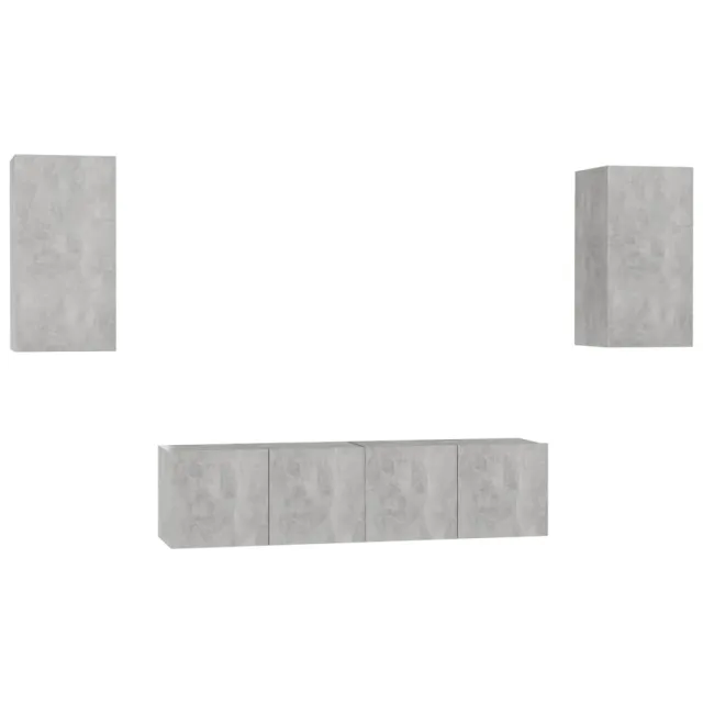 Ensemble de meubles TV 4 pcs Gris béton Bois d'ingénierie