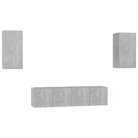 Ensemble de meubles TV 4 pcs Gris béton Bois d'ingénierie