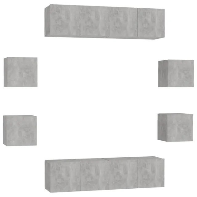 Ensemble de meubles TV 8 pcs Gris béton Bois d'ingénierie