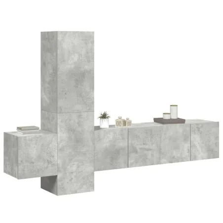 Ensemble de meubles TV 5 pcs Gris béton Bois d'ingénierie
