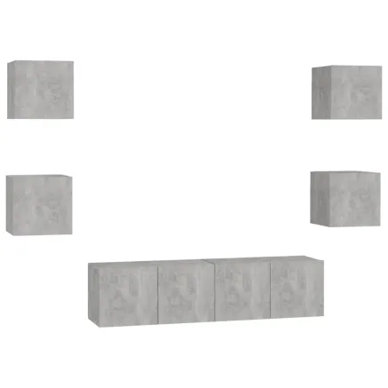 Ensemble de meubles TV 6 pcs Gris béton Bois d'ingénierie 2