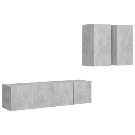 Ensemble de meubles TV 4 pcs Gris béton Bois d'ingénierie 2