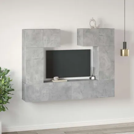 Ensemble de meuble TV 6 pcs Gris béton Bois d'ingénierie