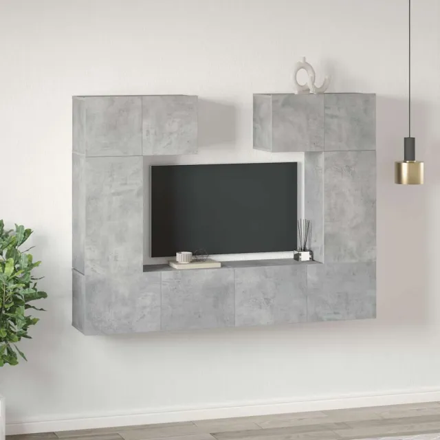 Ensemble de meuble TV 6 pcs Gris béton Bois d'ingénierie