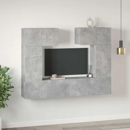 Ensemble de meuble TV 6 pcs Gris béton Bois d'ingénierie