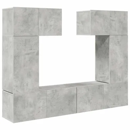 Ensemble de meuble TV 6 pcs Gris béton Bois d'ingénierie 2