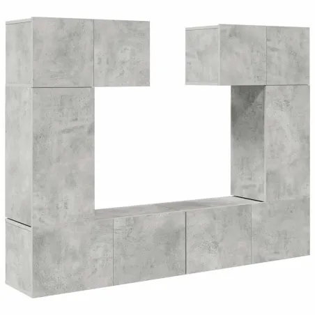 Ensemble de meuble TV 6 pcs Gris béton Bois d'ingénierie