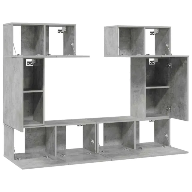 Ensemble de meuble TV 6 pcs Gris béton Bois d'ingénierie