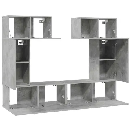 Ensemble de meuble TV 6 pcs Gris béton Bois d'ingénierie