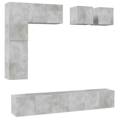 Ensemble de meuble TV 8 pcs Gris béton Bois d'ingénierie