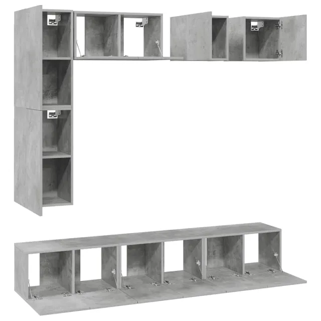 Ensemble de meuble TV 8 pcs Gris béton Bois d'ingénierie