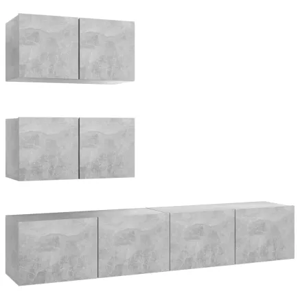 Ensemble de meubles TV 4 pcs Gris béton Bois d'ingénierie 2