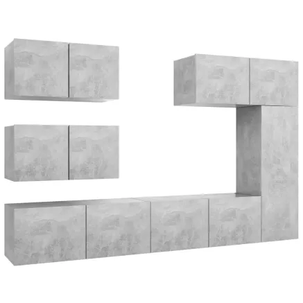 Ensemble de meubles TV 6 pcs Gris béton Bois d'ingénierie 2