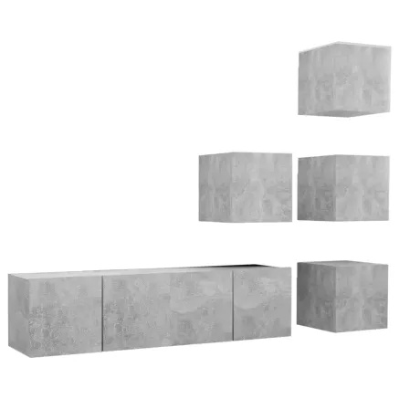 Ensemble de meubles TV 6 pcs Gris béton Bois d'ingénierie 2