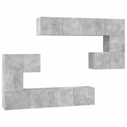Ensemble de meubles TV 8 pcs Gris béton Bois d'ingénierie 2