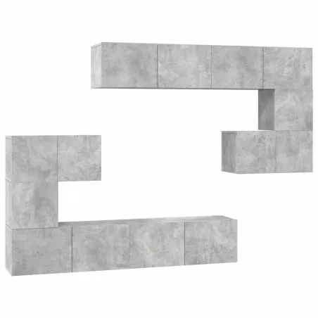 Ensemble de meubles TV 8 pcs Gris béton Bois d'ingénierie