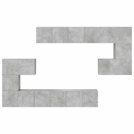 Ensemble de meubles TV 10 pcs Gris béton Bois d'ingénierie