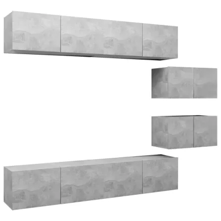 Ensemble de meubles TV 6 pcs Gris béton Bois d'ingénierie 2