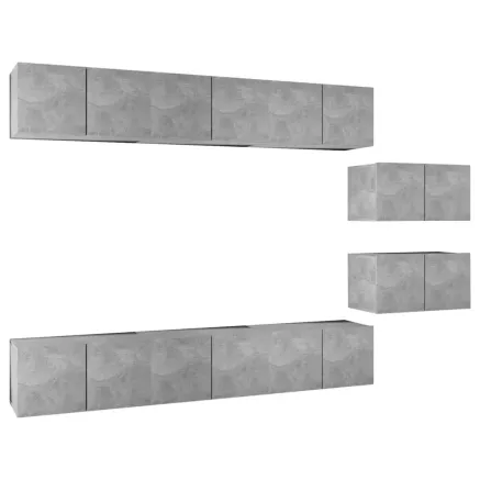 Meubles TV 8 pcs Gris béton Bois d'ingénierie 2