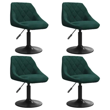 Chaises pivotantes à manger lot de 4 vert foncé velours 2