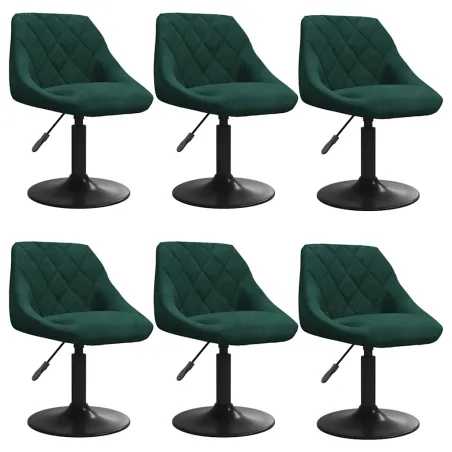 Chaises pivotantes à manger lot de 6 vert foncé velours