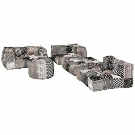 Puff Alexandra House Living Blanco Negro 50 x 40 x 50 cm 2