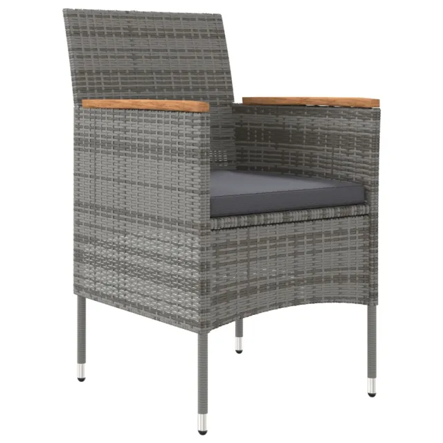 Ensemble à manger de jardin et coussins 9 pcs Gris et noir