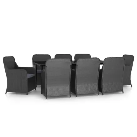 Ensemble à manger de jardin avec coussins 9 pcs noir 2