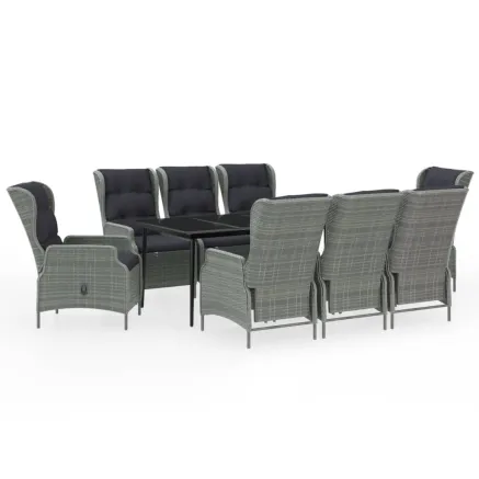 Ensemble à manger de jardin 9 pcs Gris clair 2