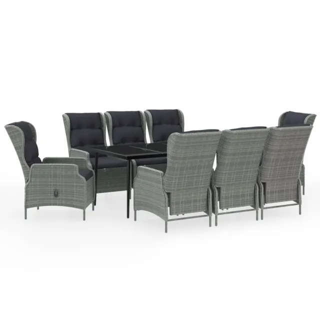 Ensemble à manger de jardin 9 pcs Gris clair