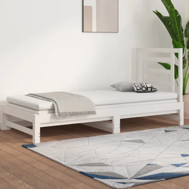 Lit coulissant sans matelas blanc 2x(90x190) cm