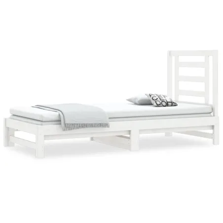 Lit coulissant sans matelas blanc 2x(90x190) cm