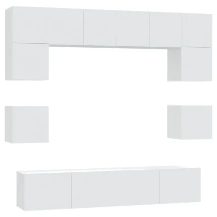Ensemble de meubles TV 8 pcs Blanc Bois d'ingénierie 2