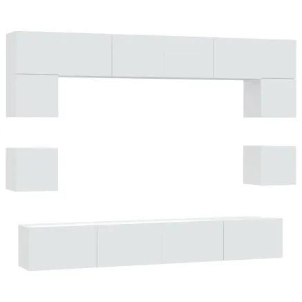Ensemble de meubles TV 8 pcs Blanc Bois d'ingénierie 2