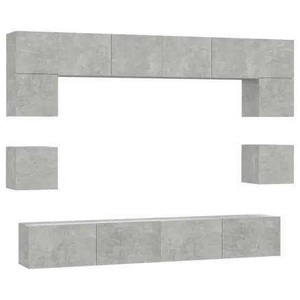 Ensemble de meubles TV 8 pcs Gris béton Bois d'ingénierie 2